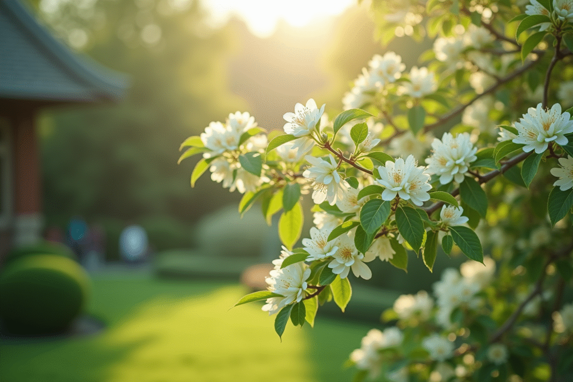 Arbre jade en fleurs dans un jardin ensoleille