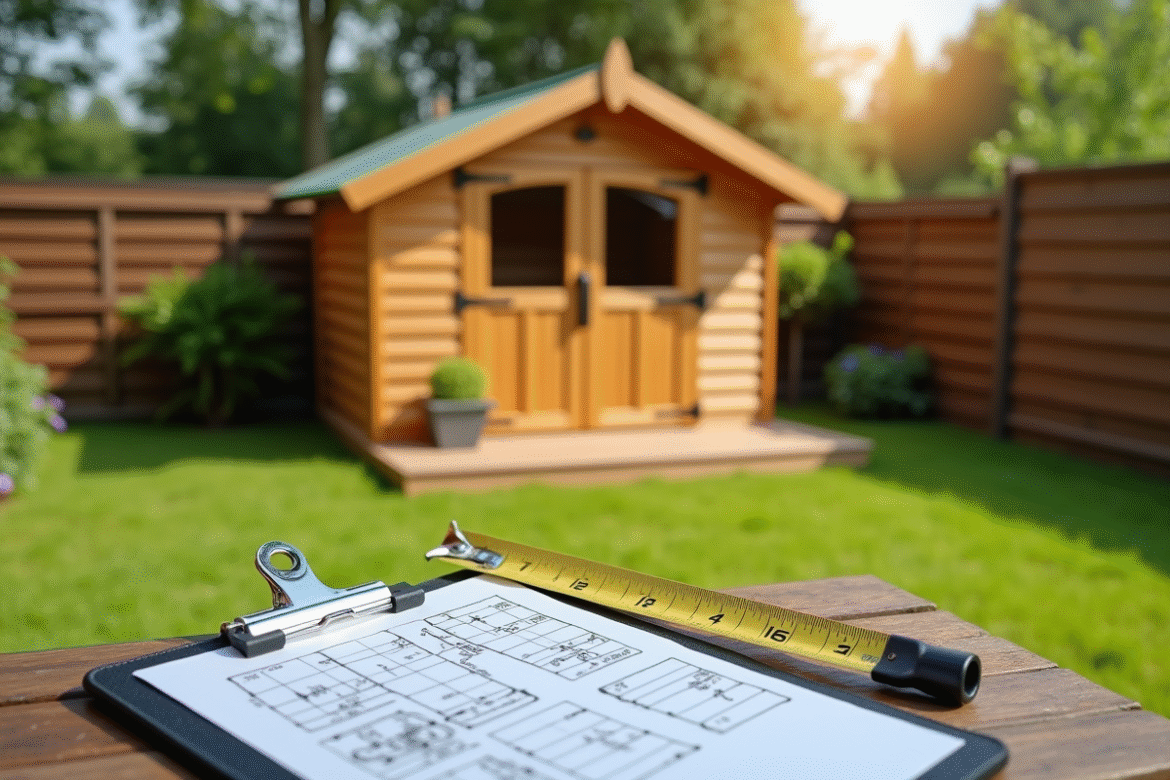 Petite cabane en bois dans le jardin ensoleille