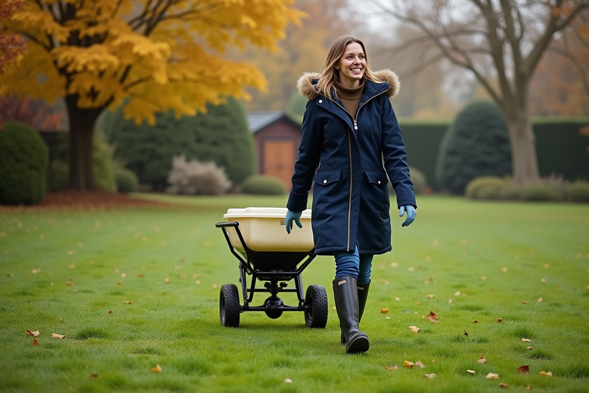 Femme en parka distribuant de l
