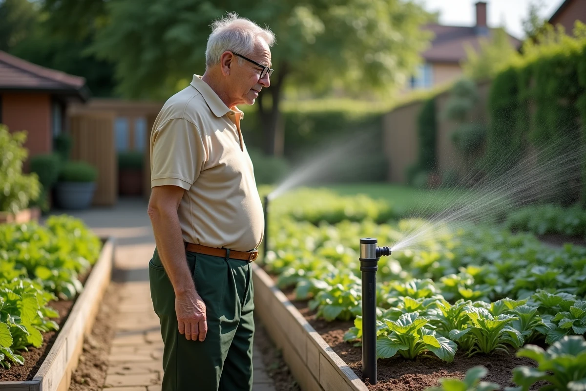 Homme âgé contrôlant un système d